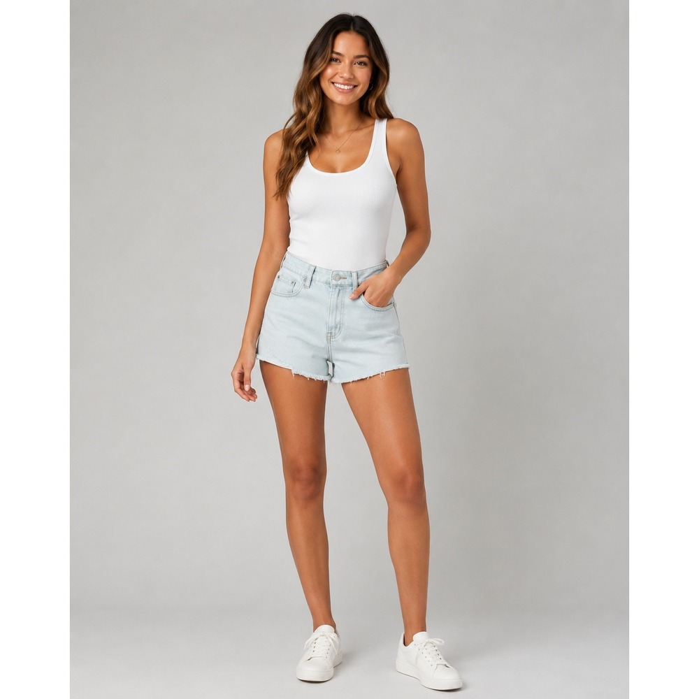 Old Navy OG Short Denim Shorts Womens 2 Acid Wash 3" Inseam Slim Pockets NEW